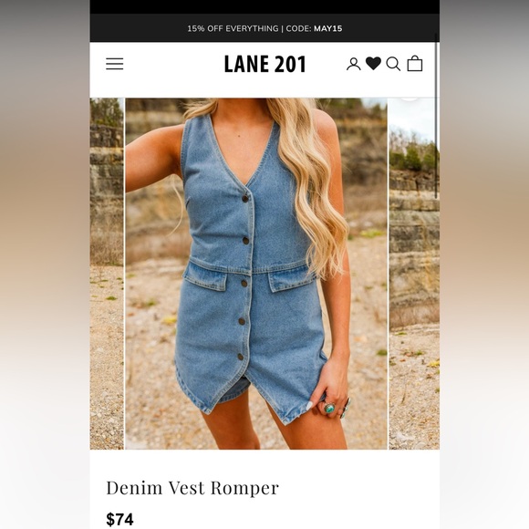 Lane 201 Denim Romper - Picture 5 of 5